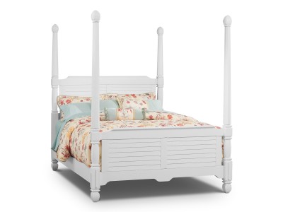 Plantation Cove White Poster King Bed